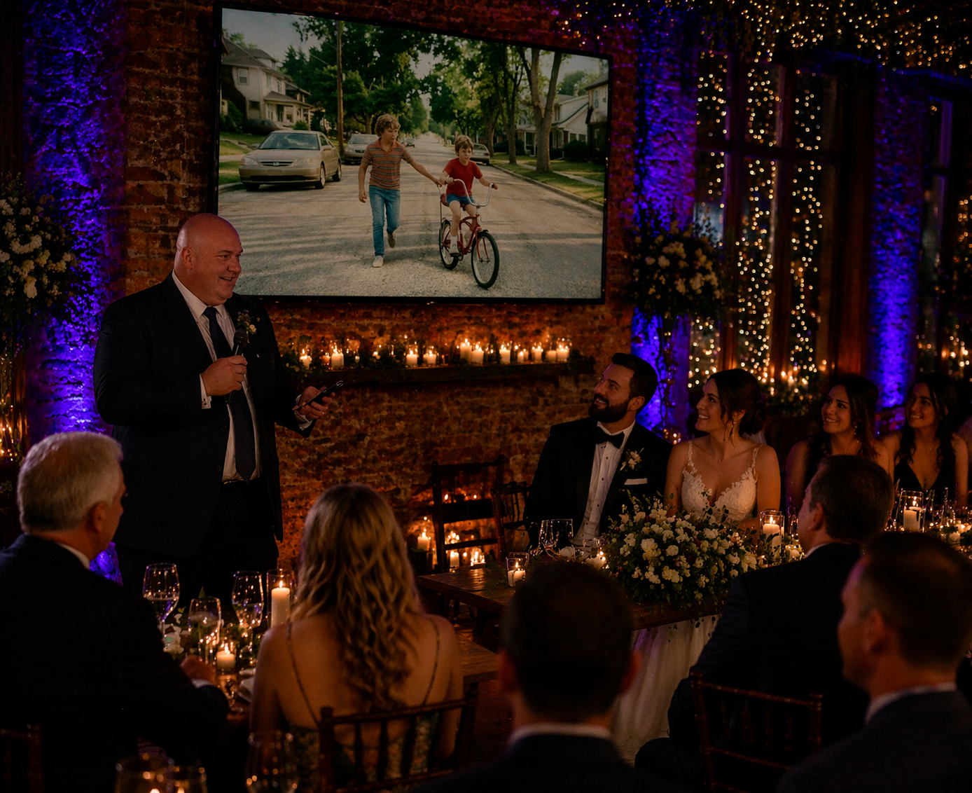 Wedding toast with childhood photo on Live Wall